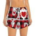 Qekee Buffalo Plaid Love And Gnome for 2 in 1 Flowy Running Shorts for