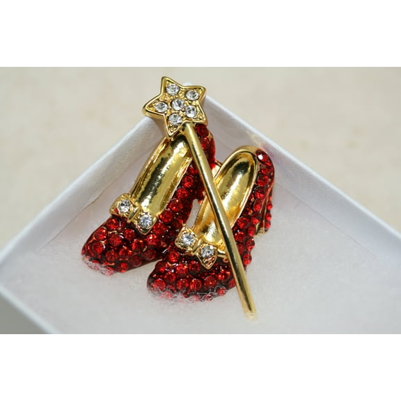 Just Love Jewels Wizard of Oz Pave Austrian Faceted Crystal Dorothy Shoes Brooches Pin