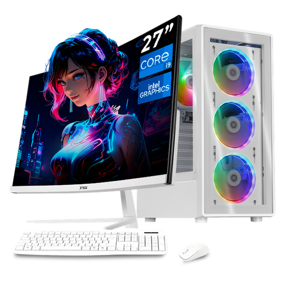 Computadora Escritorio Completa Xtreme PC Gaming Intel Core i9 12900 32GB SSD 1TB Monitor Curvo 27 100Hz WIFI White juegos casuales, trabajo y estudio