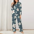 thumbnail image 3 of Disketp Pajamas Set Long Sleeve Sleepwear Womens Button Down Nightwear Pj Sets-Blue Flower, 3 of 9