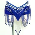thumbnail image 6 of Beaded Chain Belly Dance Hip Skirt Scarf Practice Waist Chain Belt Dark Blue, 6 of 8