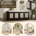 thumbnail image 4 of 2-Tier Storage Bench Cabinet, 47" Entryway Shoe Bench with Cushion, Wood Shoe Organizer with Adjustable Shelves, Rattan Doors, for Living Room,Hallway, 4 of 9