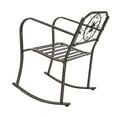 thumbnail image 3 of IVV Outdoor Wrought Iron Porch Rocking Chair, Perfect for Patio, Deck, Backyard or Garden, Fleur-de-Lis Pattern Backrest - Bronze Color, 3 of 10