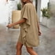 thumbnail image 4 of Mujeres manga corta vestidos de verano cuello en V sólido Batwing manga suelta cambio longitud de rodilla casual cómodo vestido corto de manga larga para mujeres, 4 of 6