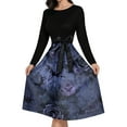 thumbnail image 4 of WTOBBY Women's Fashion Vintage Long Sleeve Round Neck Halloween Printed Party Gown Dress with Elegant Design for Evening Events and Gothic Occasions ,Royal Blue S, 4 of 4