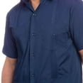 thumbnail image 4 of Traditional Cotton Blend Guayabera Men’s Short Sleeve Shirt (Navy, Small), 4 of 6
