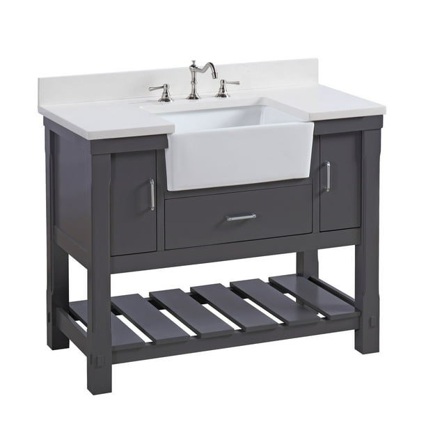 Charlotte 42 Charcoal Gray Farmhouse Bathroom Vanity With Quartz Top A Sink Com - Farmhouse Bath Vanity Sink Charlotte 42 Charcoal Gray Farmhouse Bathroom Vanity With Quartz Top A Sink Com - Farmhouse Bath Vanity Sink