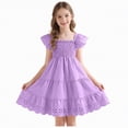 thumbnail image 3 of HCNTES Baby Girls Toddler Kids Summer Dress Ruffle Trim Casual Beach Dress for Little Children Big Kids 6-12M 2T 3T 4T 5T 6T 7T 8T 9T 10T 11T 12T(6-7 Years,D01-Light Purple), 3 of 7