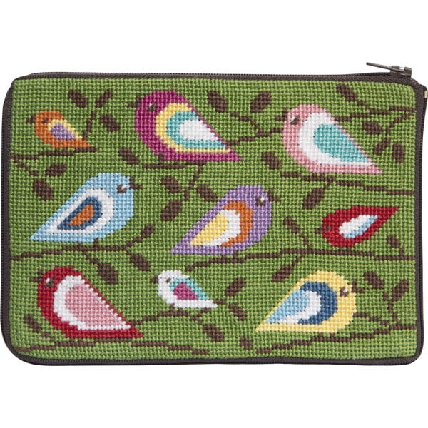 Stitch & Zip Needlepoint Purse/Cosmetic Case Kit SZ598 Birds of Color