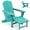 Aruba Blue, variant on KINGYES Folding Adirondack Chair, Adjustable Backrest with Pull-Out Footrest & 4-in-1 Mobile Phone, Tablet, Cup Holder Tray, HDPE Plastic Adirondack Chair for Patio Garden Outdoors Fire Pit