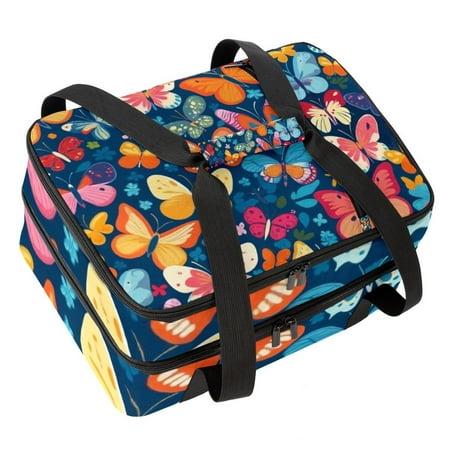 

Anna Cowper Insulation Bags Travel Shopper Insulated Food Delivery Bag Picnic Bag Hand-held Cooler Bag Art Colors Flower Butterfly