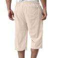 thumbnail image 4 of IYYVV Men's Long Cotton Linen Shorts Knee Length 3/4 Baggy Pants Summer Drawstring Sport Lounge Capri Pant with Pockets Khaki M, 4 of 4