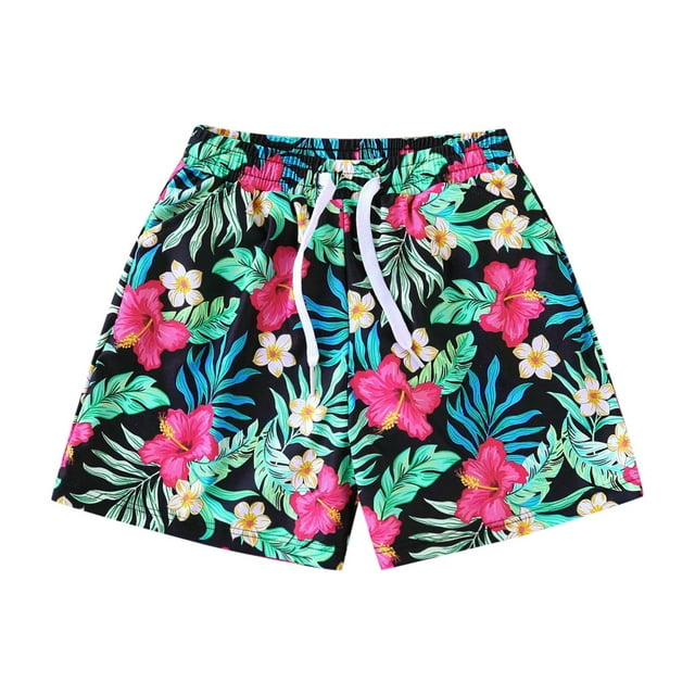 Toddler Boys Summer Swim Trunks Family Swimwear Matching Swimsuit Set Floral Bikini Shorts Spring Bathing Suits For Kid 4-5T