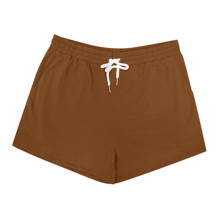 B91xZ Sweat Shorts Women Womens Sweat Shorts Casual Summer Comfy Shorts  Elastic Running Shorts Brown,XXL