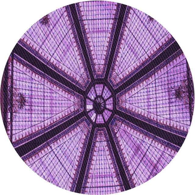 Ahgly Company Machine Washable Indoor Round Transitional Heliotrope Purple Area Rugs, 3' Round