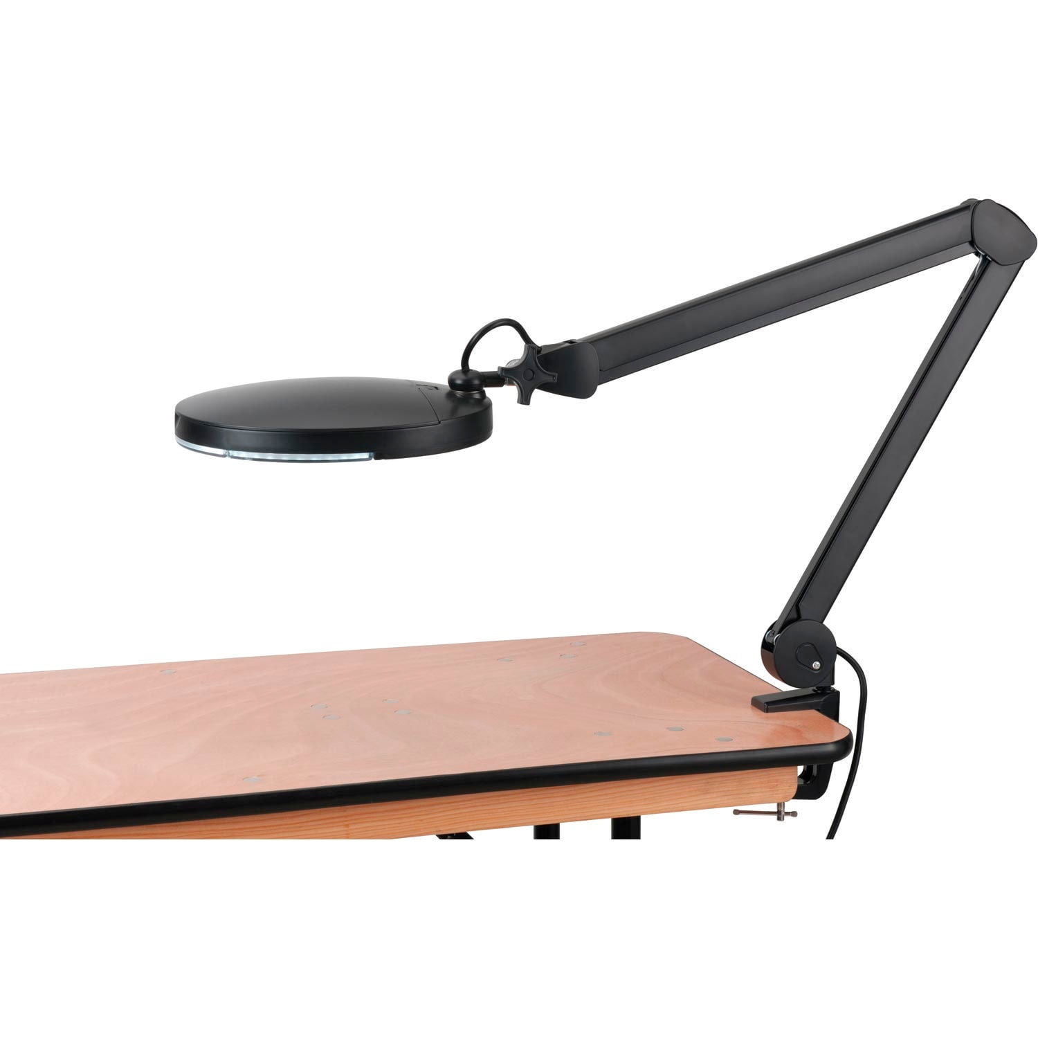 Global Industrial 8 Diopter LED Magnifying Lamp With Covered Metal Arm Black