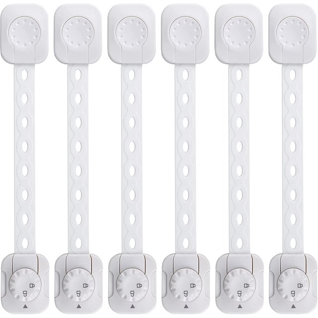 Cerradura de seguridad para bebés (mejorada), paquete de 6 cierres de armario para niños/bebés, para cajón, refrigerador (blanco, no requiere herramientas) Rojo Verde MX-0126914FYD