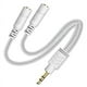 thumbnail image 1 of Divisor de auriculares, cable divisor auxiliar para auriculares, divisor de audio bidireccional de 3,5 mm, cable Y de audio estéreo que produce una salida de audio uniforme para auriculares y, 1 of 8