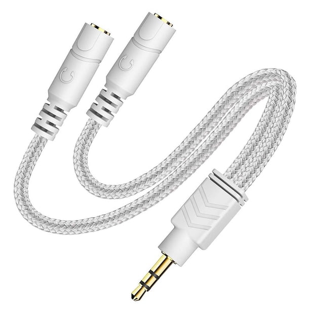 Divisor de auriculares, cable divisor auxiliar para auriculares, divisor de audio bidireccional de 3,5 mm, cable Y de audio estéreo que produce una salida de audio uniforme para auriculares y