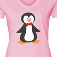 thumbnail image 4 of Inktastic Cute Penguin, Penguin With Red Bow Tie Women's V-Neck T-Shirt, 4 of 5