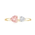 thumbnail image 3 of Rosec Jewels Lab Grown Pink White Diamond Toi Et Moi Heart Promise Ring - 1 Ct - Fancy Pink Color - VVS Grade - Gift For Women, 10K Yellow Gold, US 9.00, 3 of 7