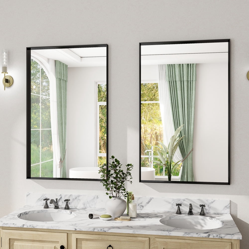 MISTORY 30"x20" Bathroom Mirror Rectangular Wall Mirror with Deep Frame, Black