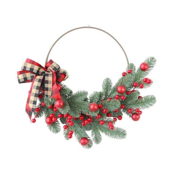 Bfogop Artificial Christmas Wreath for Front Door Xmas Red Berry Wreath with Pine Needles Eucalyptus Leaves Christmas Decorfor Winter Wall Outdoor Home Holiday Xmas Decor 17 Inch