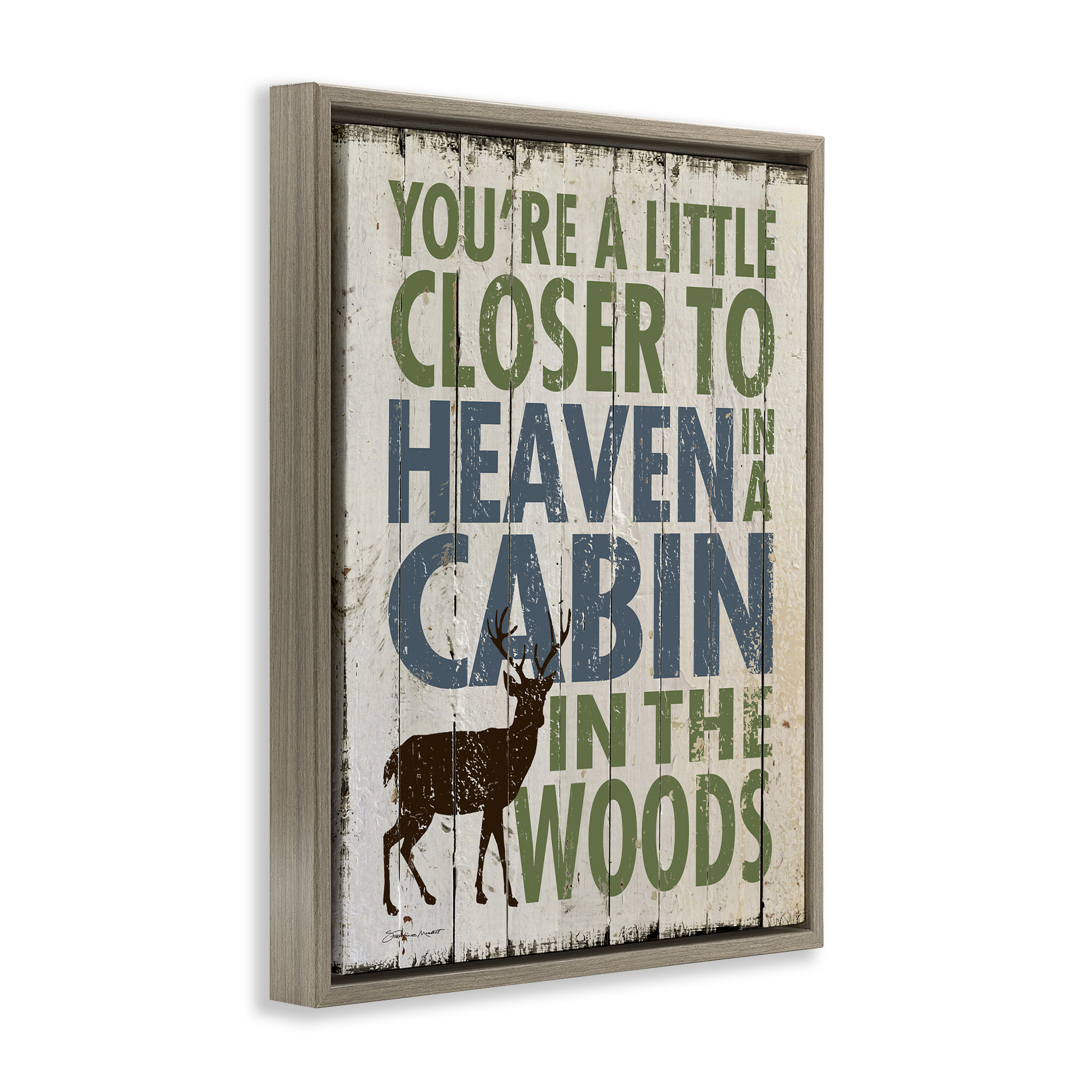 Stupell Industries Closer to Heaven in a Cabin Animals & Insects Painting Brown Floater Framed Canvas Art Print Wall Art, 17 x 21