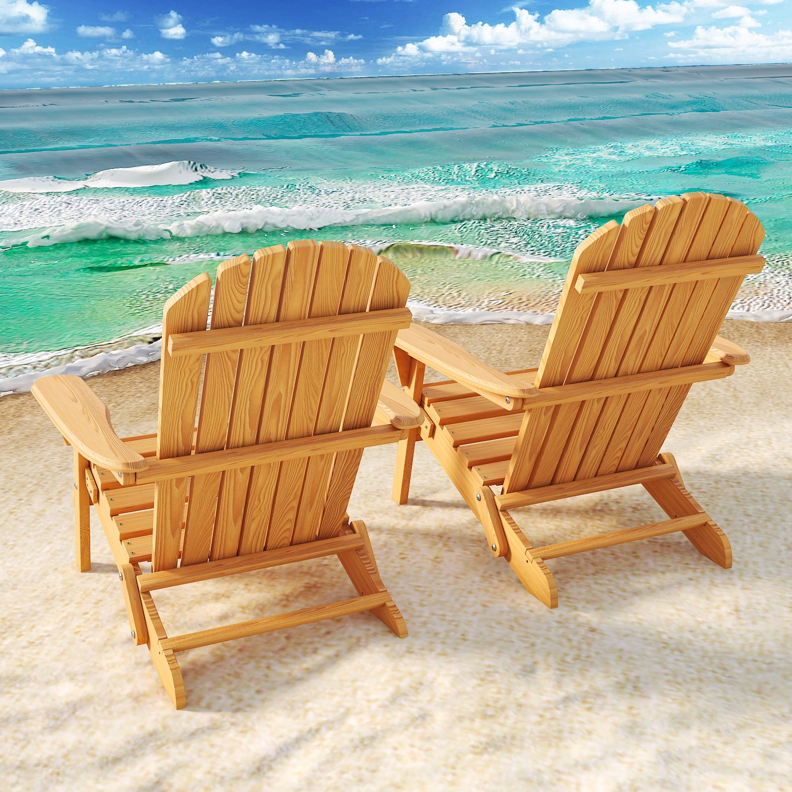 Ktaxon 1 Pieces  Folding Wooden Adirondack Chair, Natural Color, Accent Wood Chair