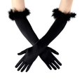 thumbnail image 4 of Fgnfyis Women Long Opera Party Gloves 1920s Satin Style Stretch with Feather Trim for Themed Events And Black, 4 of 6