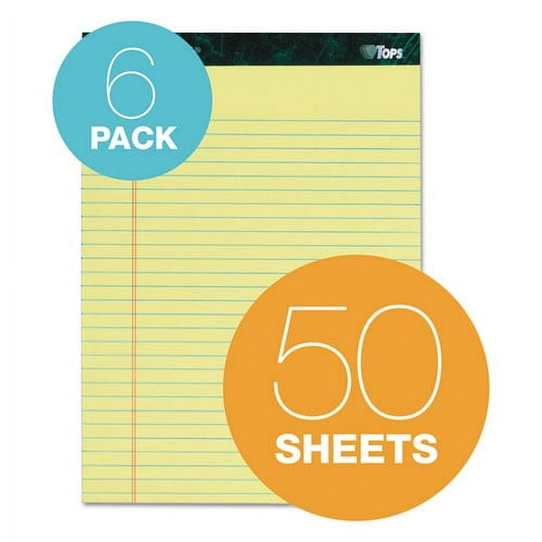 Docket Ruled Perforated Pads, Wide/Legal Rule, 50 Canary-Yellow 8.5 x 11.75 Sheets, 6/Pack Docket Ruled Perforated Pads, Wide/Legal Rule, 50 Canary-Yellow 8.5 x 11.75 Sheets, 6/Pack
