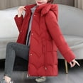 thumbnail image 6 of PiGOGI Women's Winter Jacket Hooded Casual Winter Coat Fall Outerwear Red 3XL, 6 of 6