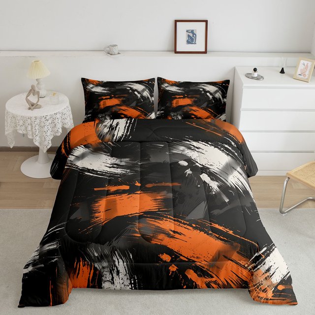 Erosebridal Futuristic Striped Bedding Toddler Comforter Set, Watercolor Down Comforter, Minimalism Decoration, Reversible