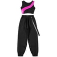 thumbnail image 4 of vastwit Kids Girls 2 Piece Outfits Rhinestones Crop Tops with Cargo Pants Streetwear Jazz Hip Hop Hot Pink 12, 4 of 7