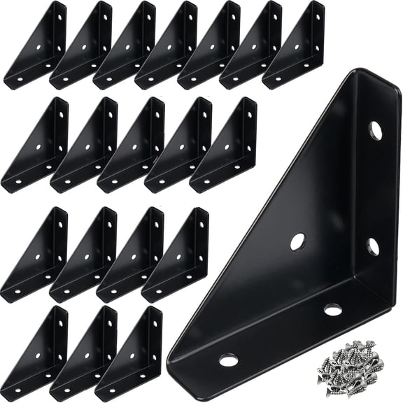 20-Pack Steel Corner Braces, L-Angle Brackets to Reinforce Shelves, Beds & Tables