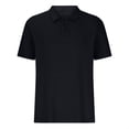 thumbnail image 1 of Camisas Elvqul de Caballero de Color Sólido Manga Corta Playa Negro Cuello Mao Abotonada, 1 of 4
