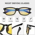 thumbnail image 3 of Koudindg Night Driving Glasses for Men Women, Classic Square Sunglasses Anti Glare Polarized HD Night Vision Glasses, Black Frame, 3 of 5