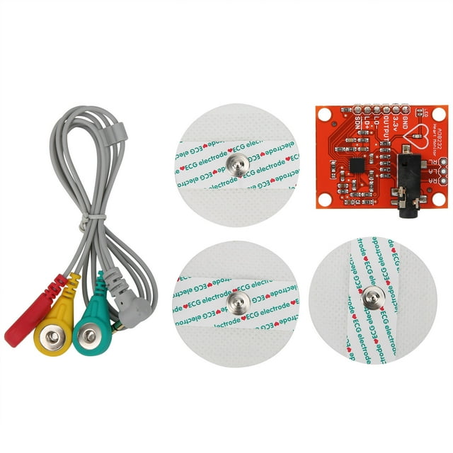 Kit de sensor ECG - Monitor de frecuencia cardíaca con línea de electrodos - DC3.3V