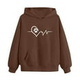 thumbnail image 4 of fnnxnal Girls' Brown Tracksuit - 100% Polyester Soft Hoodie & Jogger Pants Set with Heart Paw Print, Comfortable Kids Activewear for Ages 2-13,Size 9 T, 4 of 6