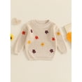 thumbnail image 4 of FOCUSNORM Chandail pour Bébé Fille à Manches Longues, Col Rond, Fleur, Tricot Chaud d'Hiver, Chandail, Vêtements pour Nourrisson, 4 of 9