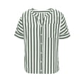 thumbnail image 6 of BLVB Button down Shirts for Women Short Sleeve Summer Tops V Neck Striped Blouses Business Dressy Casual Outfits, 6 of 7