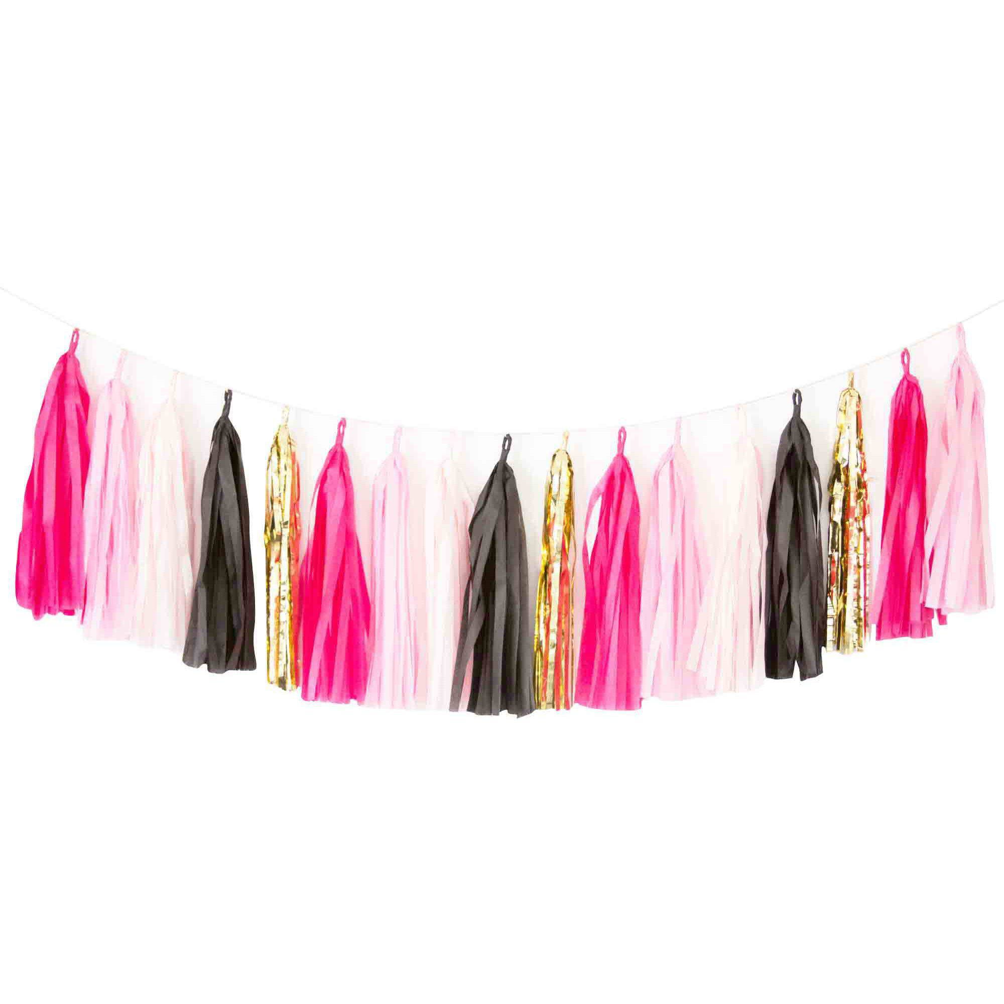 pink and gold tassel garland