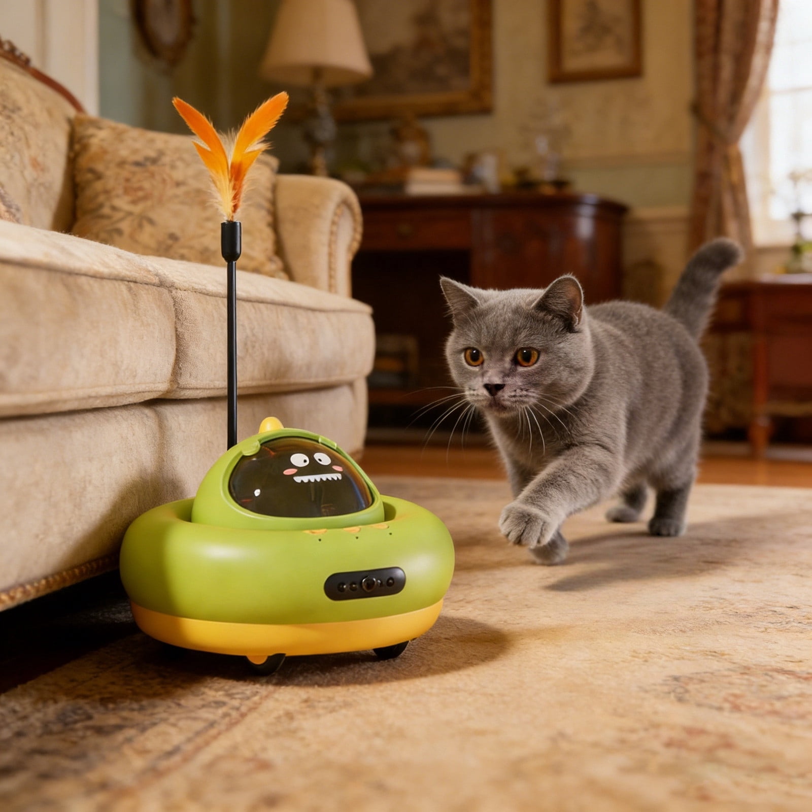Interactive Smart Cat Toy with Automatic Treat Dispenser & Remote Control, Laser Pointer for Indoor Cat Exercise and Play
