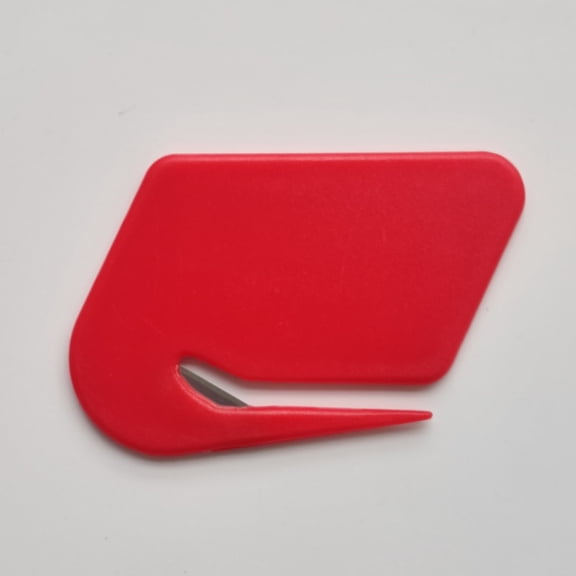 Envelope Opener, Safe Concealed Blade Letter Opener Slitter, Multi-Function Plastic Mail Opener with Ruler Smooth Cuts Comfort Grip, Red