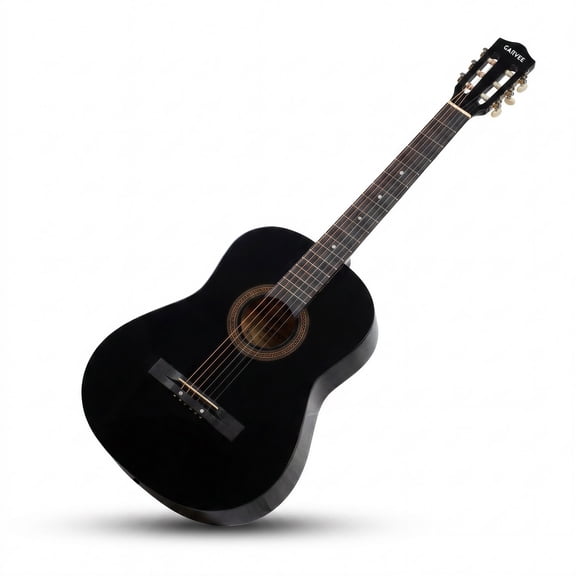 38-Inch 3/4 Scale Dreadnought Acoustic-Electric Guitar Starter Kit for Beginners – Built-in Pickup, Ideal for Students, Teens & Adults – Black