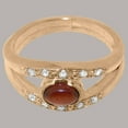 thumbnail image 4 of LBG British Made 9k Rose Gold Genuine Natural Garnet & Diamond Womens Band Ring - 33 size options - Size 5.5, 4 of 7