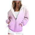 thumbnail image 2 of Fimkaul Women's Sweatshirt Hoodies Winter Fall Plus Size Long Sleeve Casual Tops Round Neck Gradient Print Fashion Loose Top Sweatshirts Purple M, 2 of 4