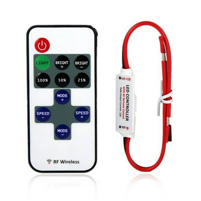 Cateissary Regulador de luz de tira 12V RF inalámbrico Led Control remoto Mini controlador de interruptor LED para SMD5050 3528 5730 5630 3014 Iluminación novedosa