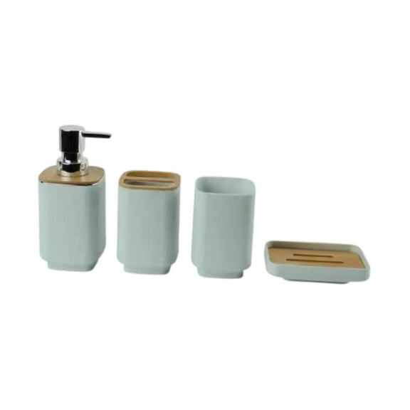 Fiocias 4 Pieces Bathroom Accessories Set Modern Decorative Home Drain Soap Dish Stylish Green