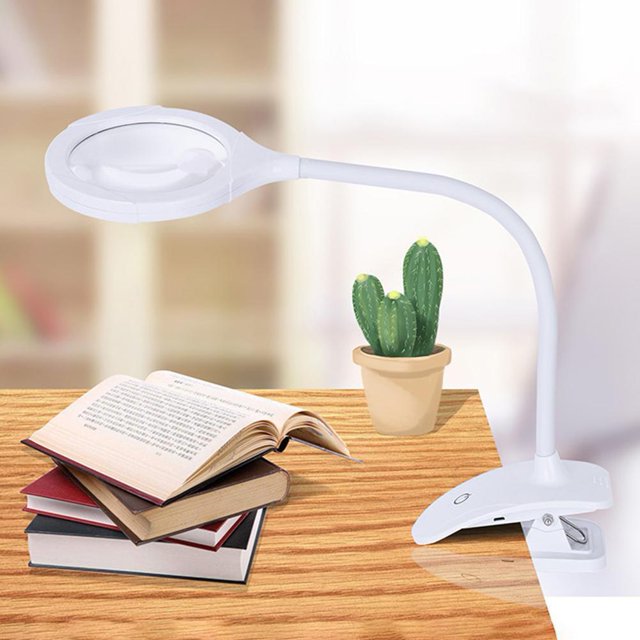 Lupa iluminada con clip de escritorio 5x 10x con juego de herramientas de lectura de joyas ligeras